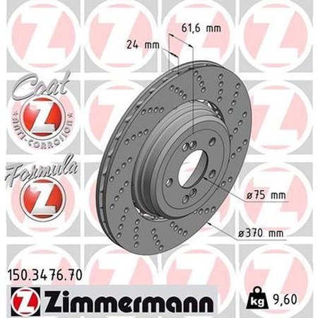 ZIMMERMANN Brake Disc - Fusion Z/Coated, 150.3476.70 150.3476.70
